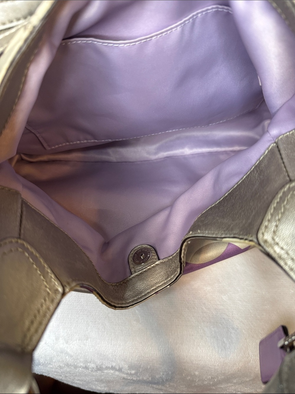 Coach Y2K Op Art Glam Purple Satin Metallic Shoulder Bag C1068-14420 - Picture 9 of 13